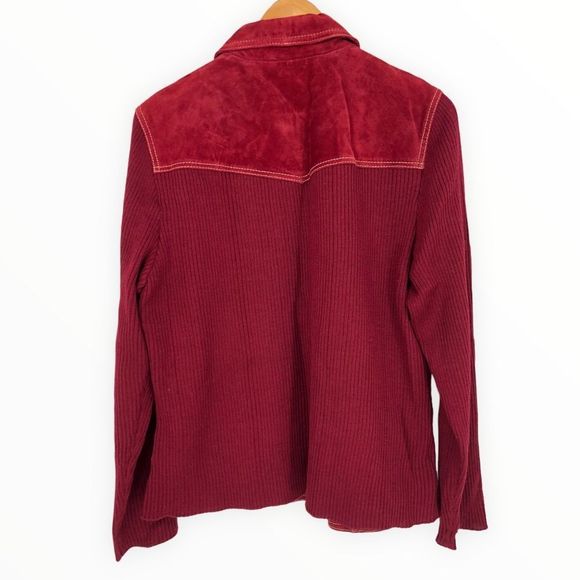 Coldwater Creek Rust Western Suede Knit Sweater Jacket Long Sleeve NWT size 16 - Picture 6 of 11